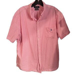 Polo Ralph Lauren Shirt Men's Sz XXL Striped Seersucker UNTUCKED FIT Button Down